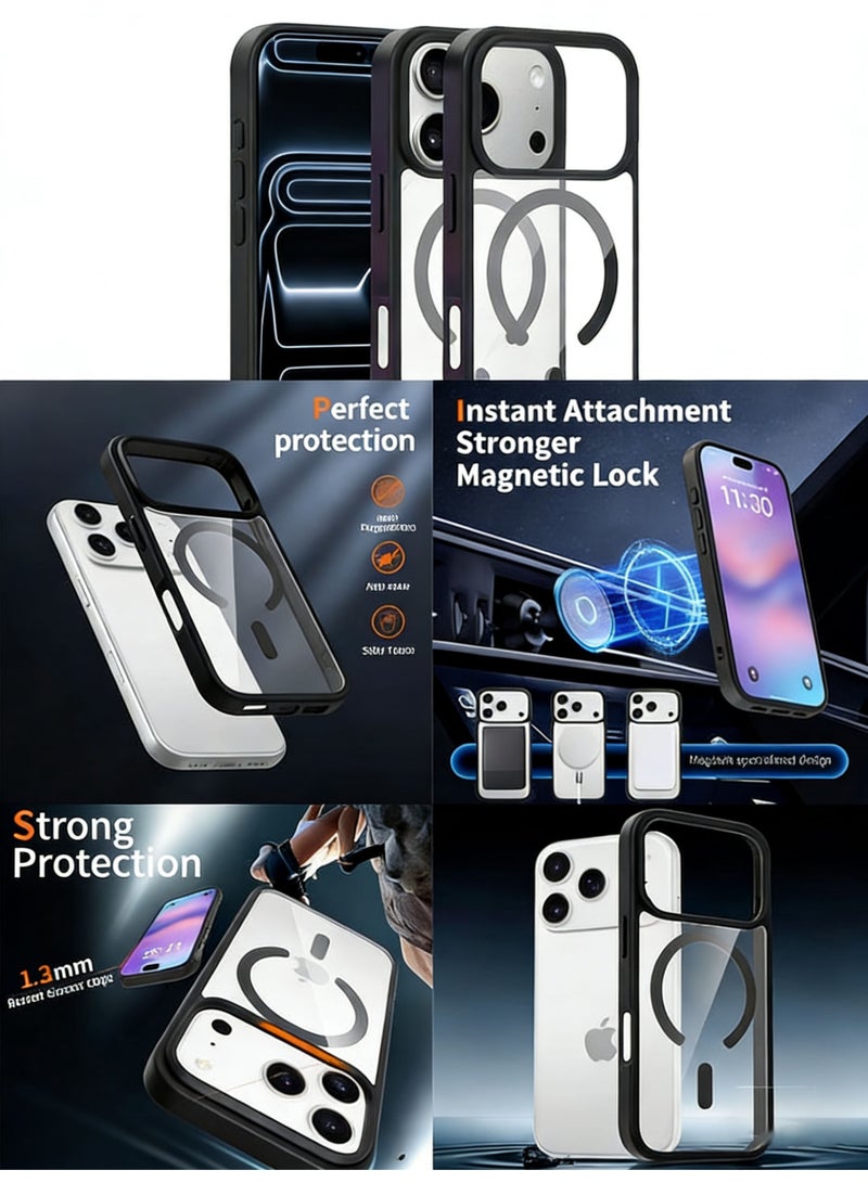 مستقبل نوفا جراب MagSafe شفاف/أسود لهاتف Apple iPhone 17 Pro Max - مغناطيس قوي عالي الجودة، متوافق مع الشحن اللاسلكي، حماية ShockPro Max، غطاء مغناطيسي فائق النحافة مضاد للخدش لهاتف Apple iPhone 17 Pro Max - Image 3